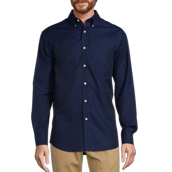 Gold Label Roundtree & Yorke Non-Iron Long Sleeve Solid Dobby Sport Shirt XXL - Picture 1 of 9